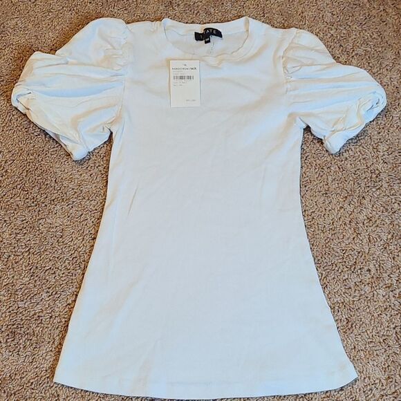 1. STATE White short sleeve top with ruffles sleeves. - Picture 1 of 4